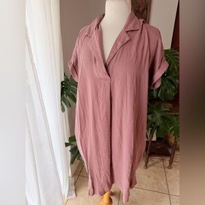 NWT Gap Dusty Rose Shirt Dress Small Tencel Lyocell Midi